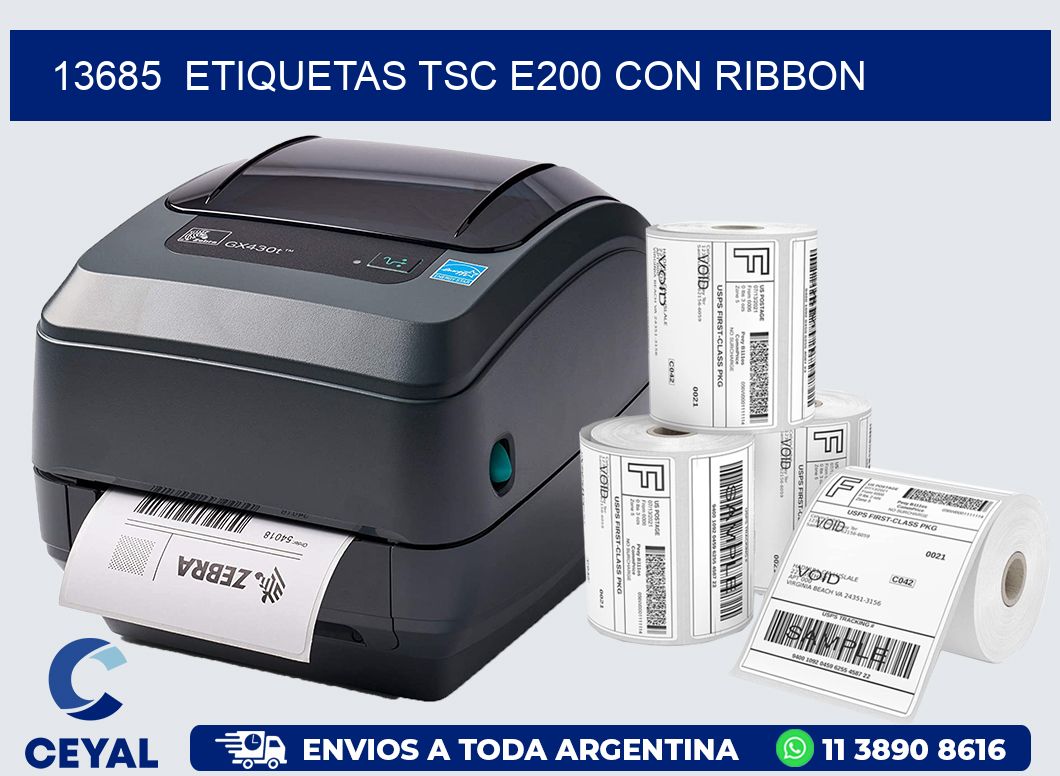 13685  ETIQUETAS TSC E200 CON RIBBON