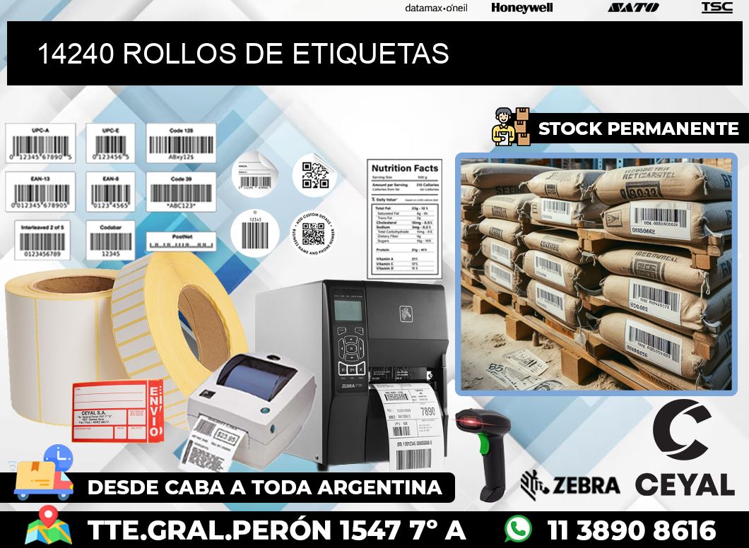 14240 ROLLOS DE ETIQUETAS