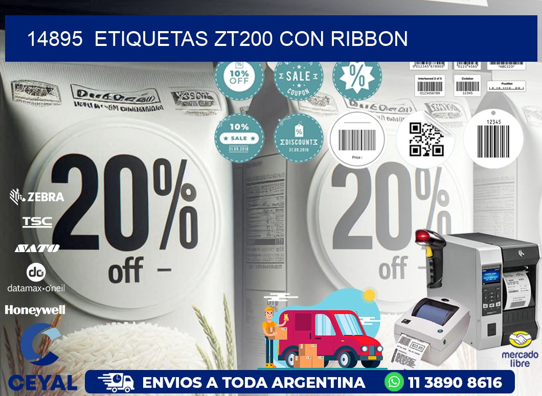 14895  ETIQUETAS ZT200 CON RIBBON