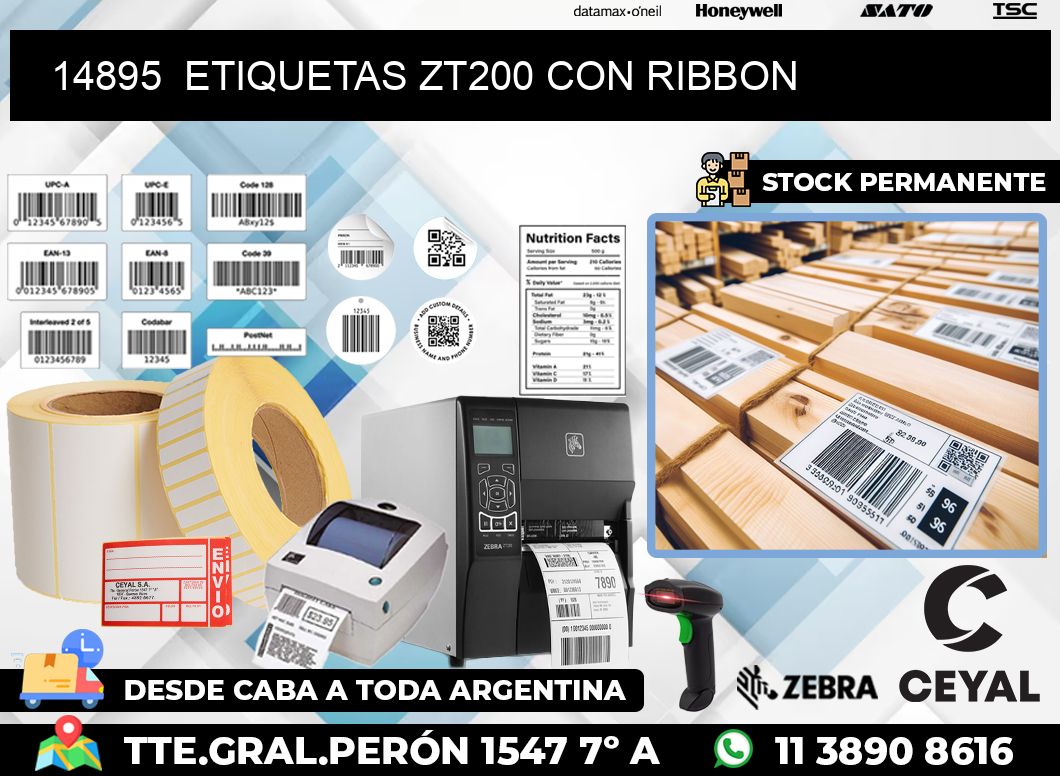 14895  ETIQUETAS ZT200 CON RIBBON