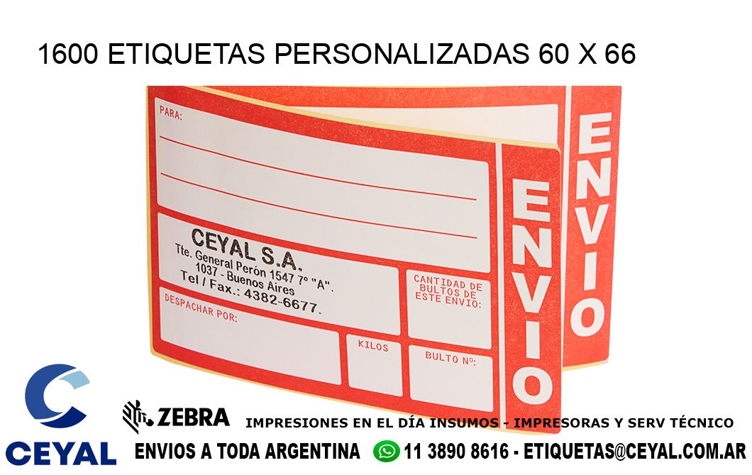 1600 ETIQUETAS PERSONALIZADAS 60 x 66