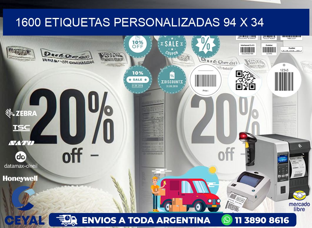 1600 ETIQUETAS PERSONALIZADAS 94 x 34