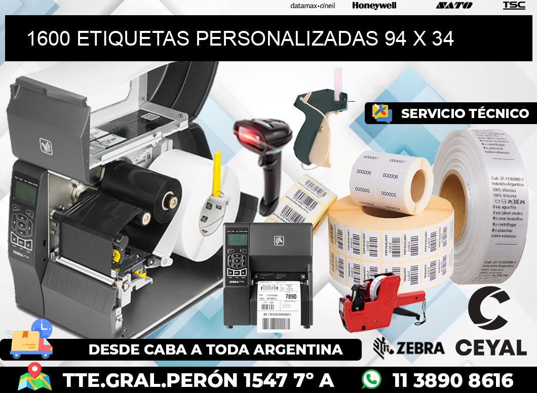 1600 ETIQUETAS PERSONALIZADAS 94 x 34