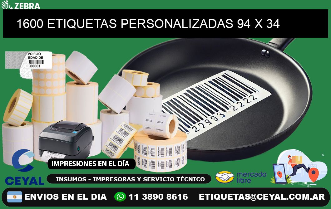 1600 ETIQUETAS PERSONALIZADAS 94 x 34