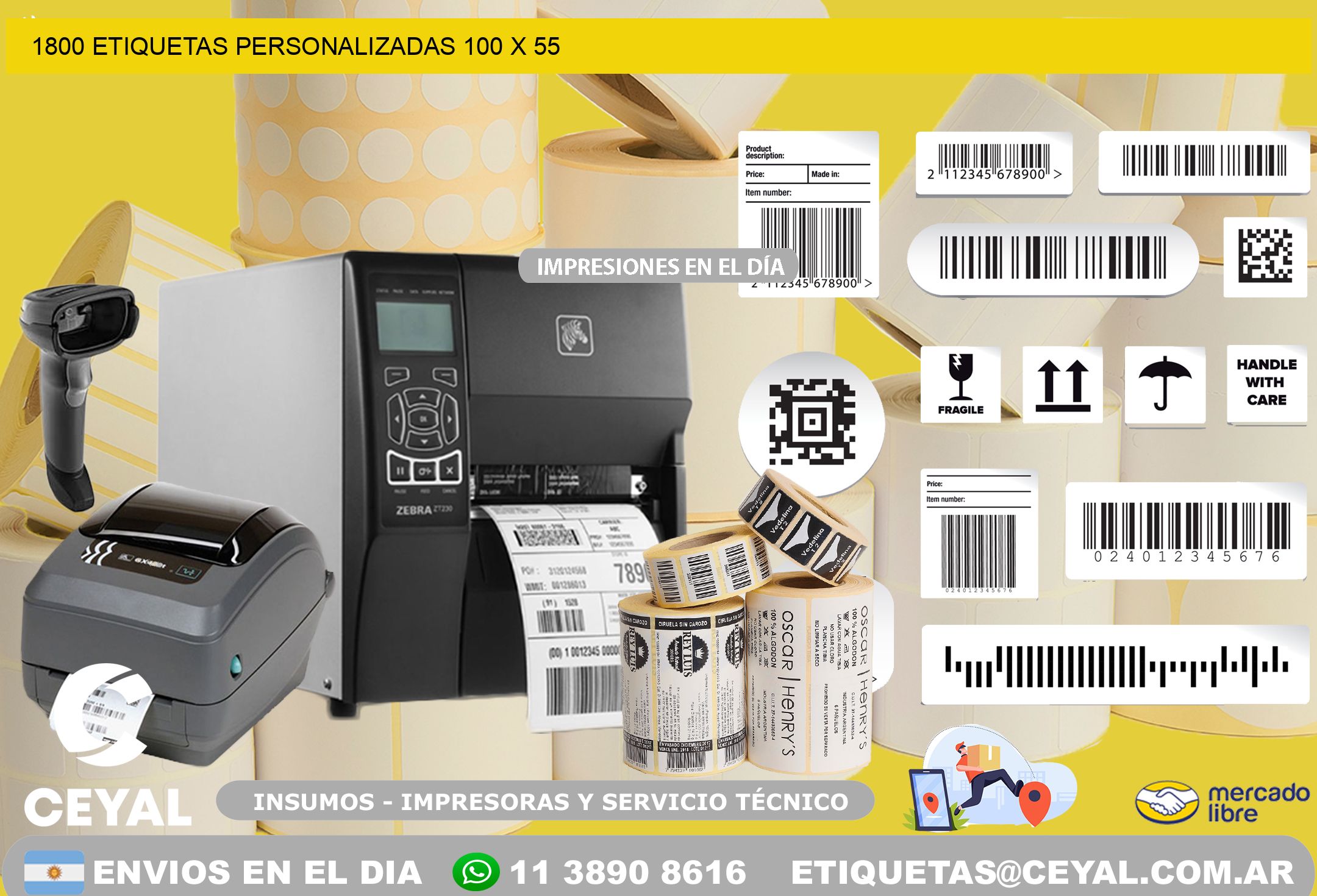 1800 ETIQUETAS PERSONALIZADAS 100 x 55