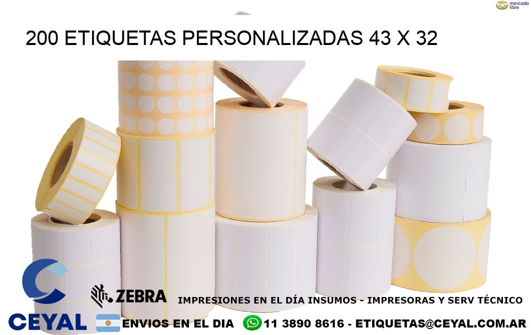 200 ETIQUETAS PERSONALIZADAS 43 x 32