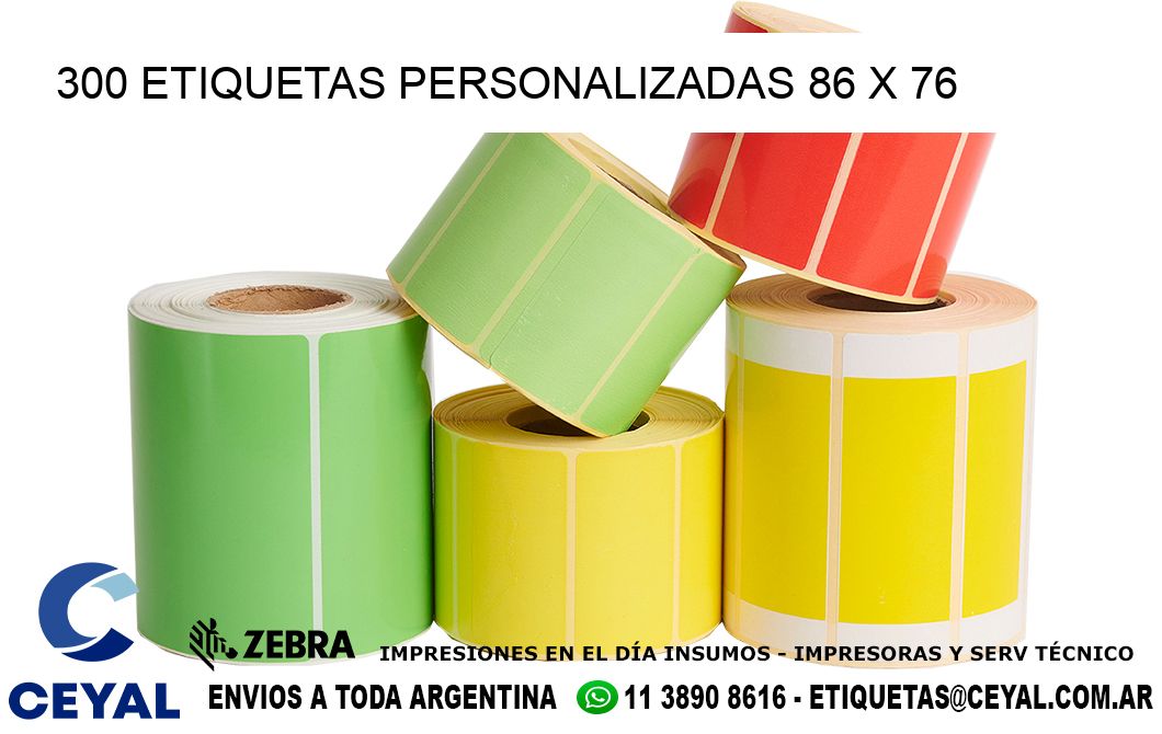 300 ETIQUETAS PERSONALIZADAS 86 x 76