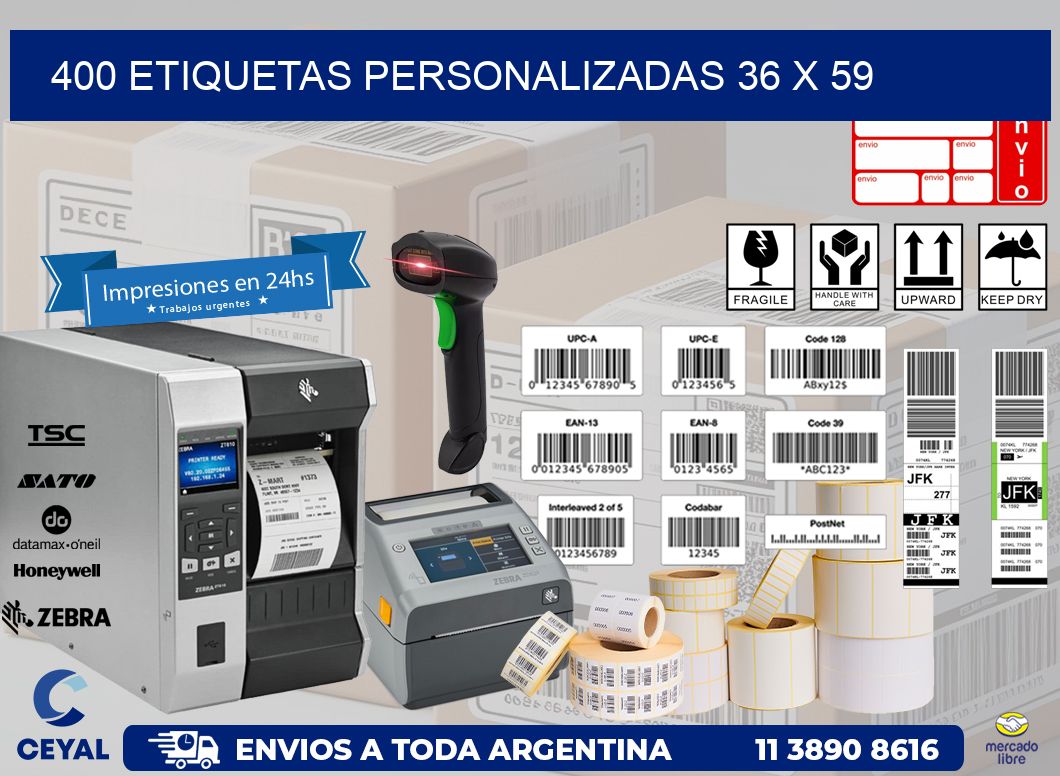 400 ETIQUETAS PERSONALIZADAS 36 x 59