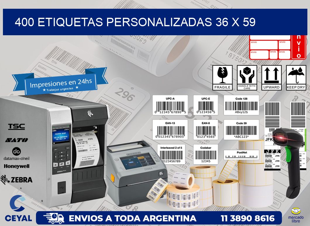 400 ETIQUETAS PERSONALIZADAS 36 x 59