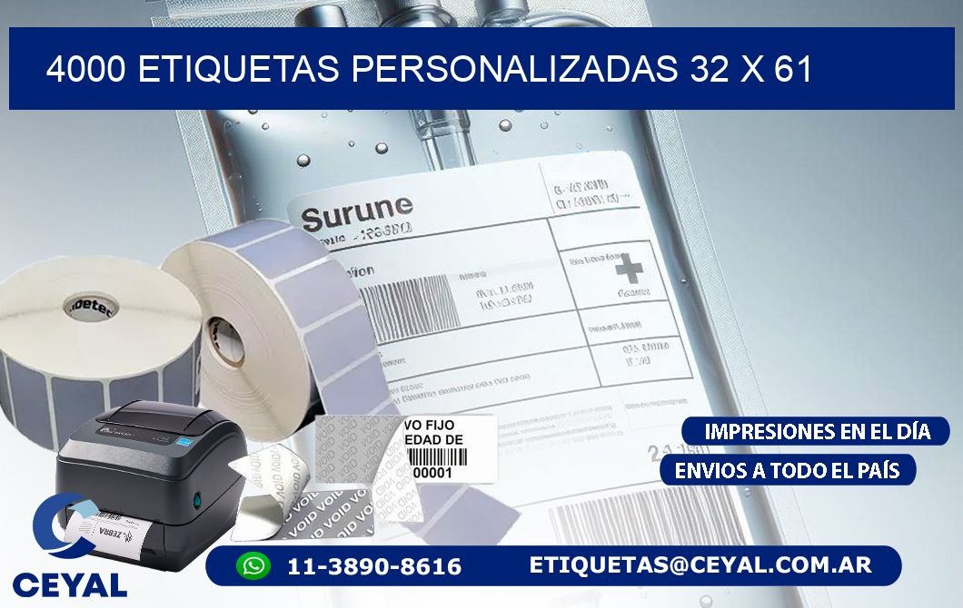 4000 ETIQUETAS PERSONALIZADAS 32 x 61