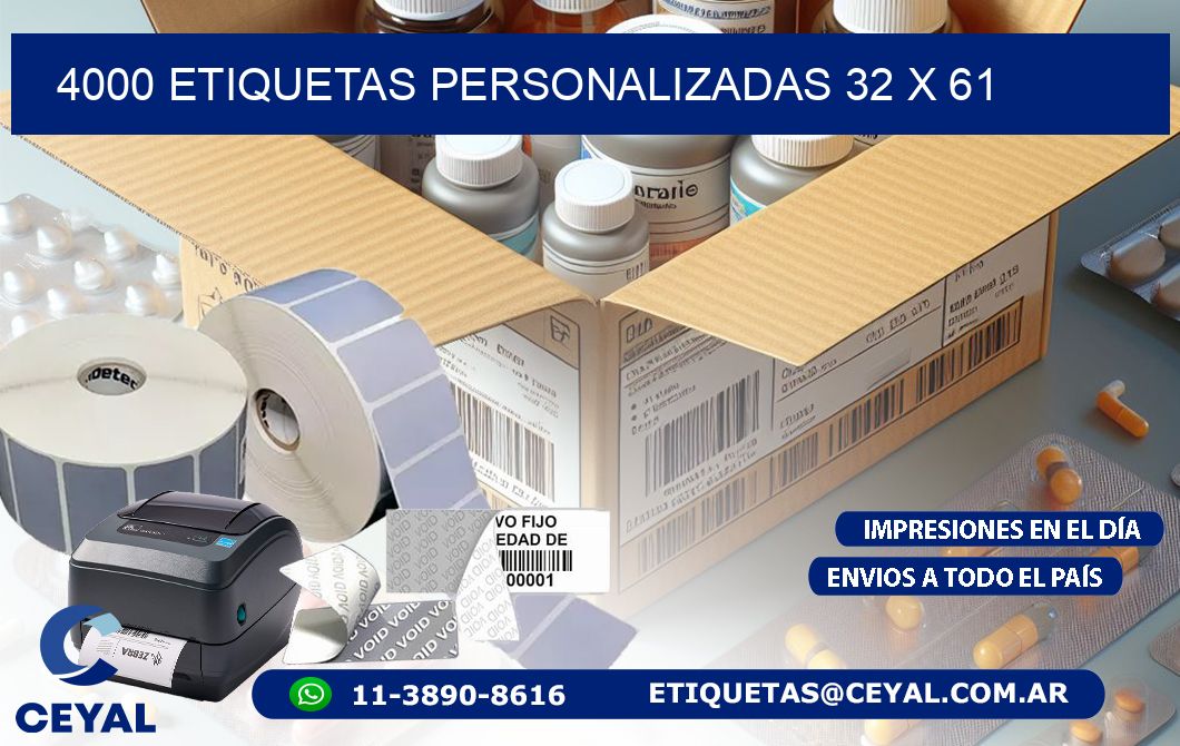 4000 ETIQUETAS PERSONALIZADAS 32 x 61