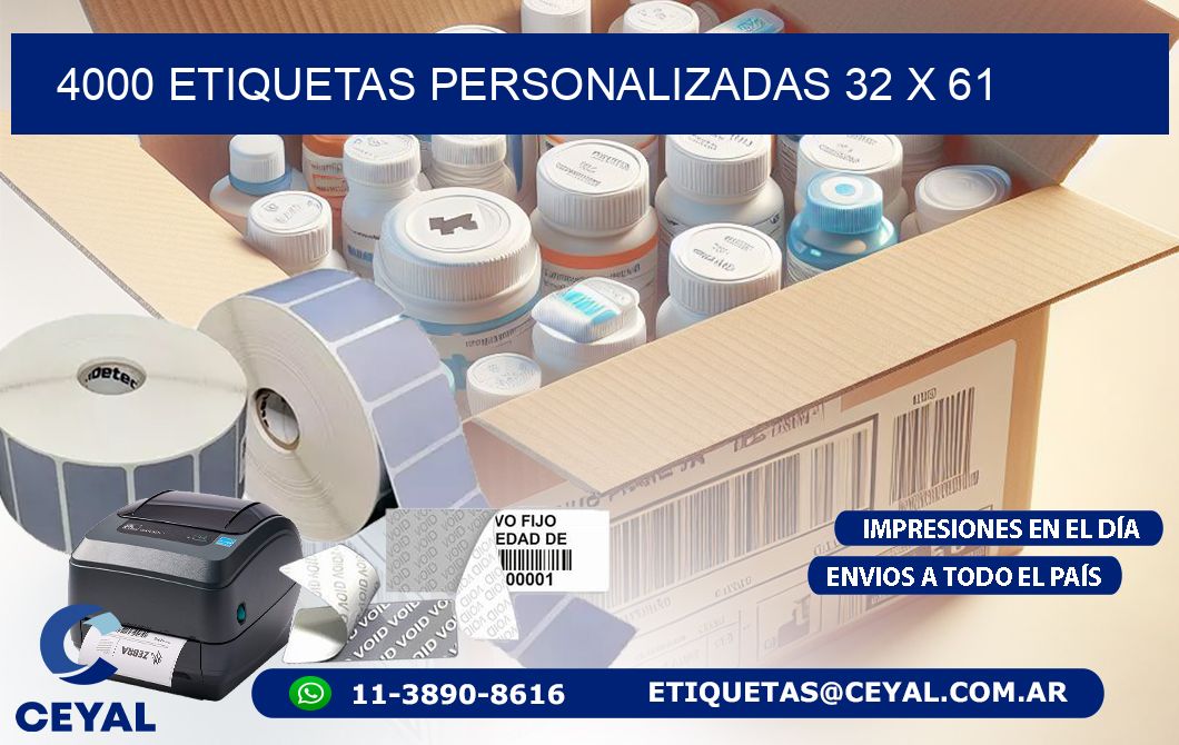 4000 ETIQUETAS PERSONALIZADAS 32 x 61