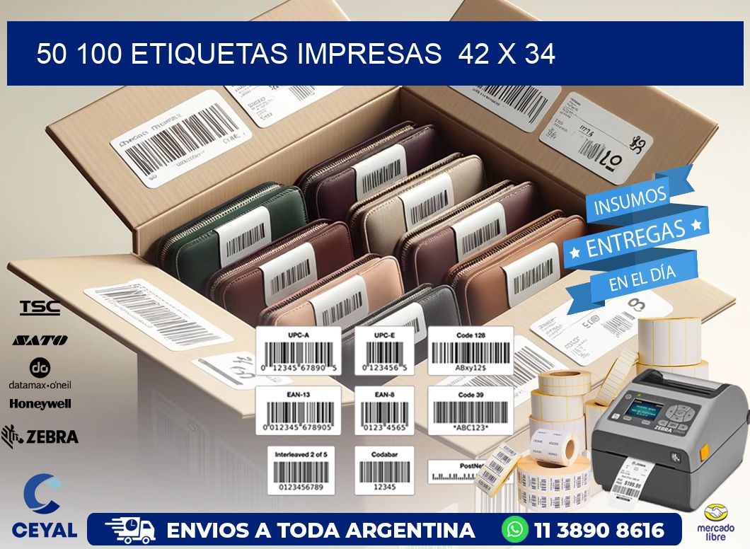 50 100 ETIQUETAS IMPRESAS  42 x 34