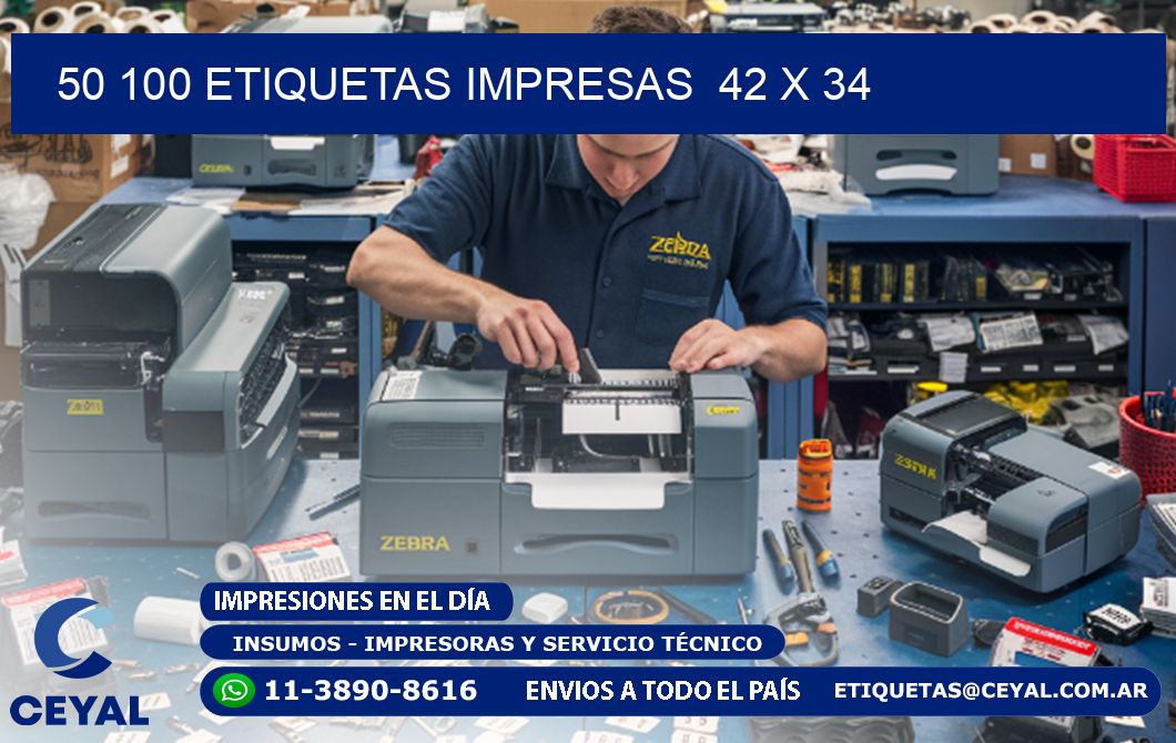 50 100 ETIQUETAS IMPRESAS  42 x 34