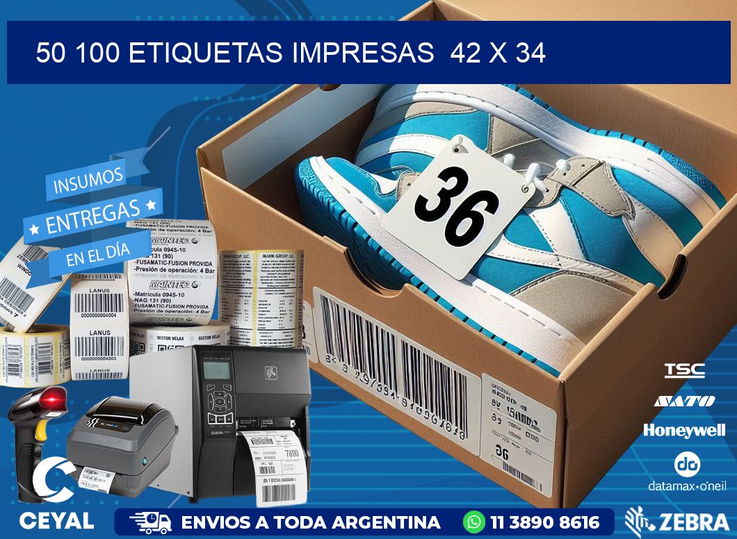 50 100 ETIQUETAS IMPRESAS  42 x 34