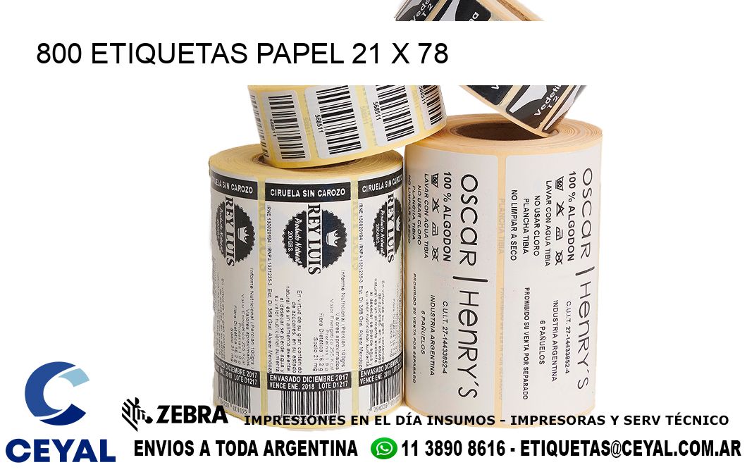 800 ETIQUETAS PAPEL 21 x 78