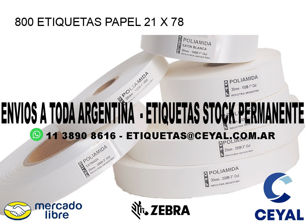 800 ETIQUETAS PAPEL 21 x 78