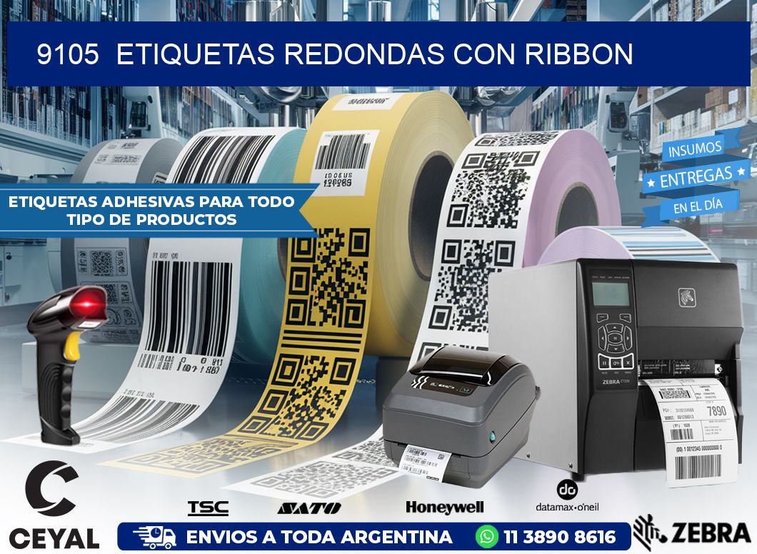 9105  ETIQUETAS REDONDAS CON RIBBON