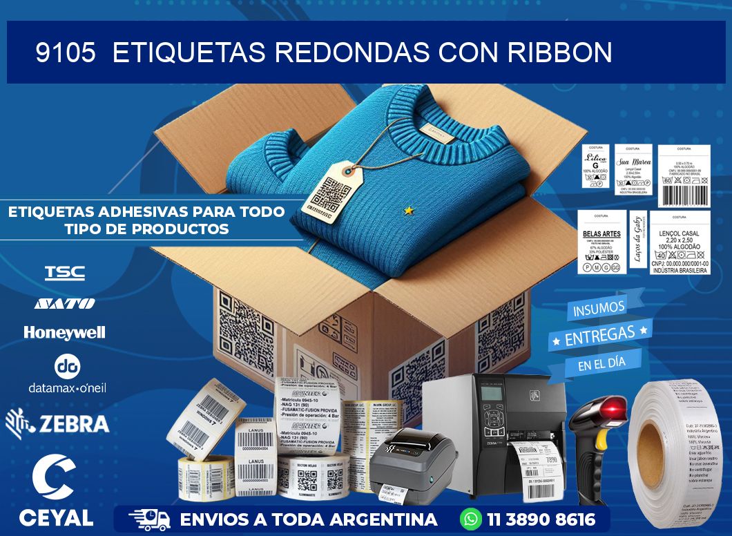 9105  ETIQUETAS REDONDAS CON RIBBON