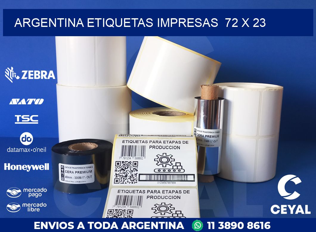 ARGENTINA ETIQUETAS IMPRESAS  72 x 23