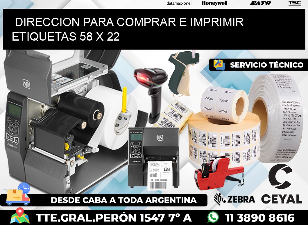 DIRECCION PARA COMPRAR E IMPRIMIR ETIQUETAS 58 x 22