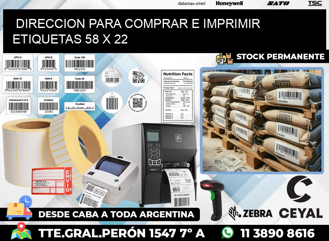 DIRECCION PARA COMPRAR E IMPRIMIR ETIQUETAS 58 x 22