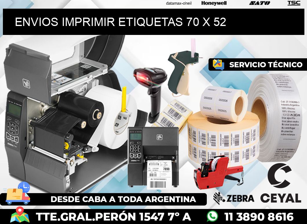 ENVIOS IMPRIMIR ETIQUETAS 70 x 52