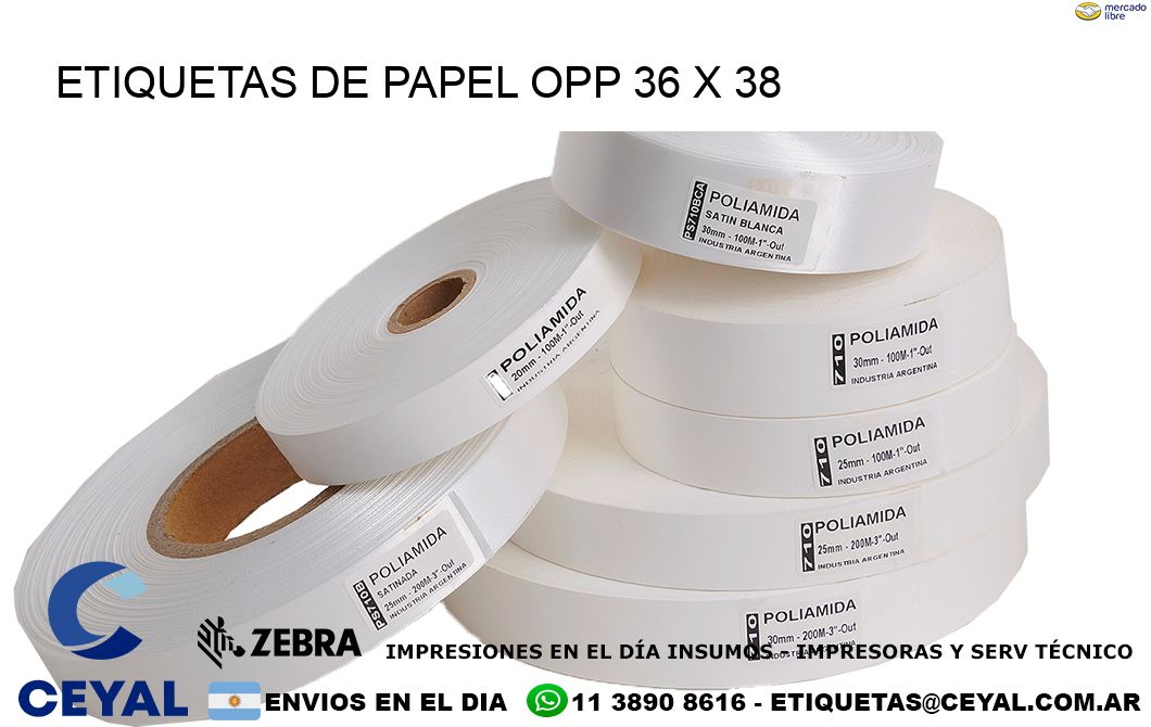 ETIQUETAS DE PAPEL OPP 36 x 38