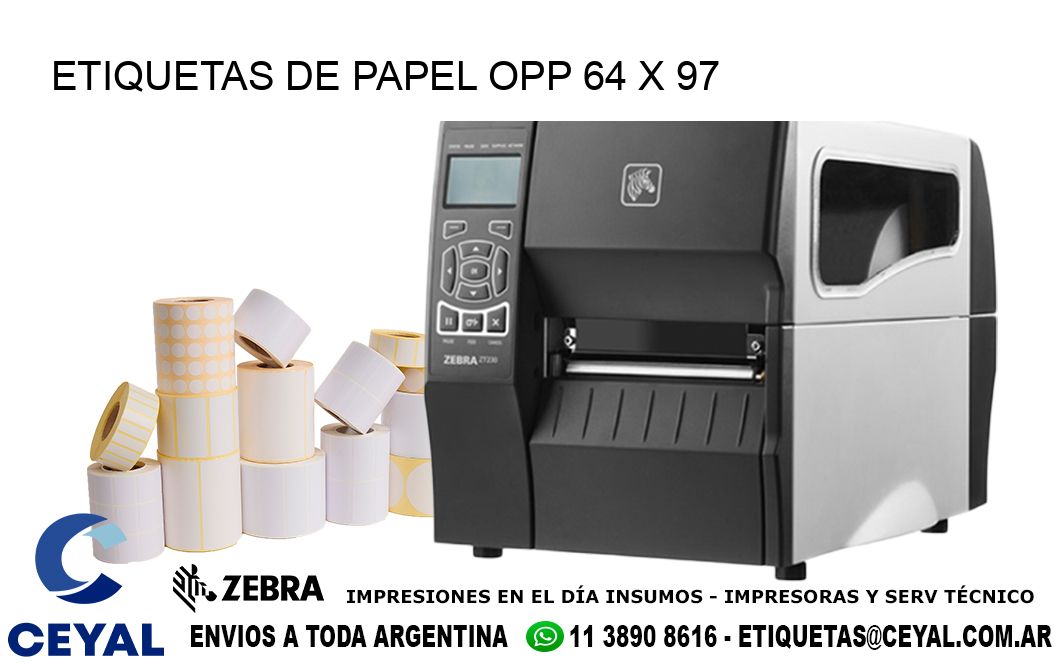 ETIQUETAS DE PAPEL OPP 64 x 97