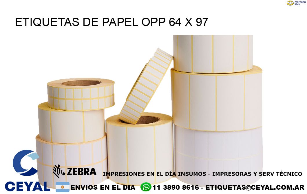 ETIQUETAS DE PAPEL OPP 64 x 97