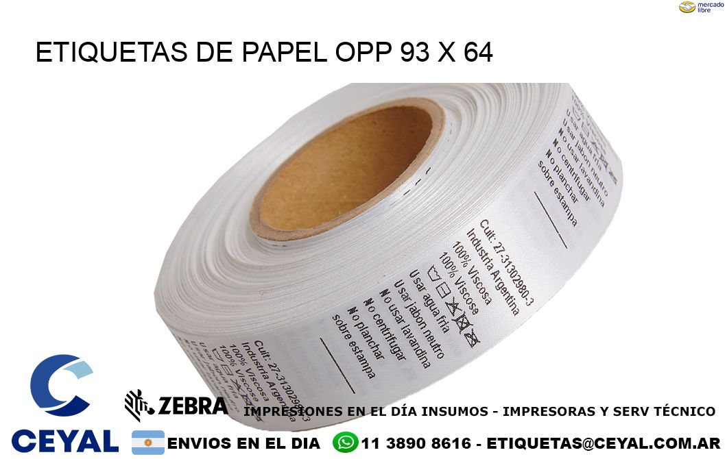 ETIQUETAS DE PAPEL OPP 93 x 64