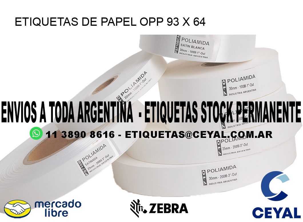 ETIQUETAS DE PAPEL OPP 93 x 64