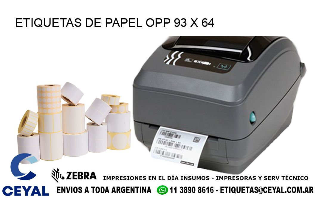 ETIQUETAS DE PAPEL OPP 93 x 64