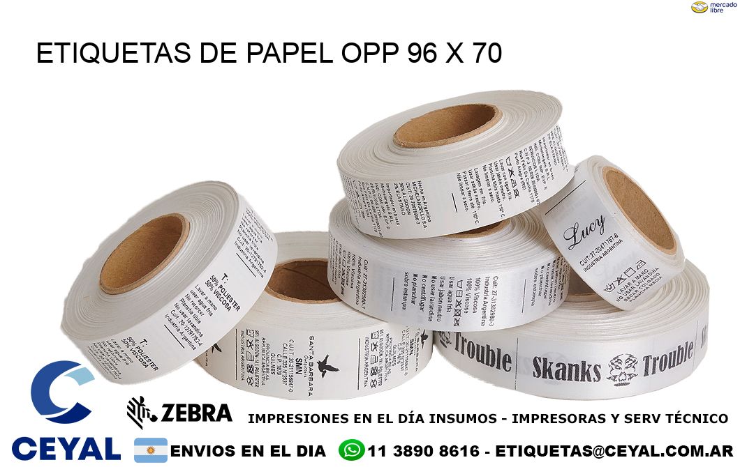 ETIQUETAS DE PAPEL OPP 96 x 70