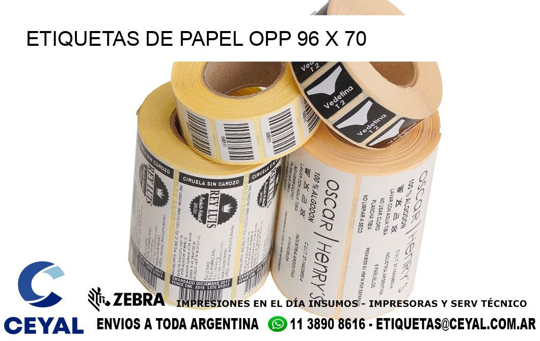 ETIQUETAS DE PAPEL OPP 96 x 70