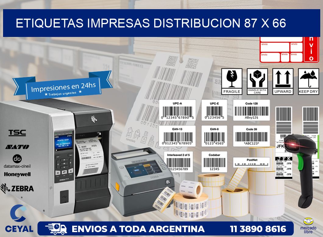 ETIQUETAS IMPRESAS DISTRIBUCION 87 x 66