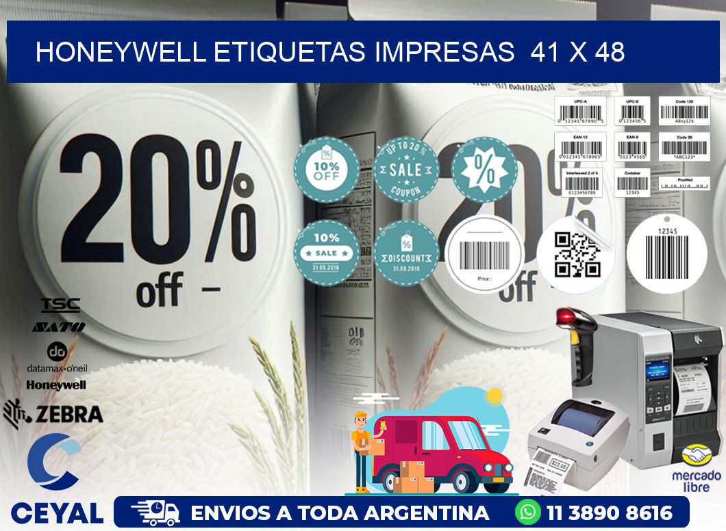 HONEYWELL ETIQUETAS IMPRESAS  41 x 48