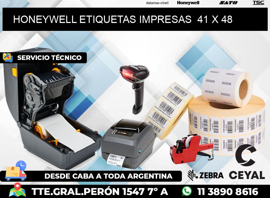 HONEYWELL ETIQUETAS IMPRESAS  41 x 48