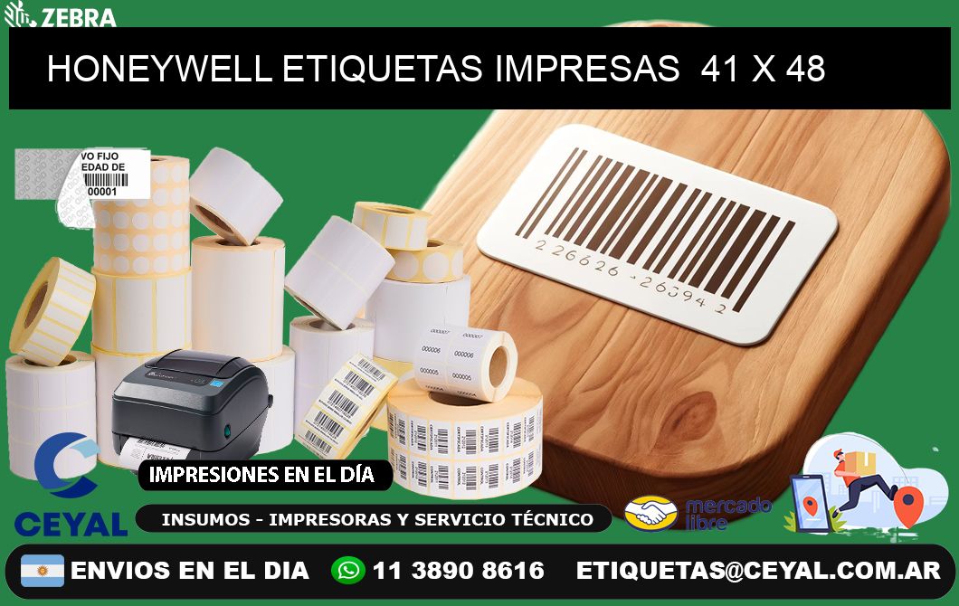 HONEYWELL ETIQUETAS IMPRESAS  41 x 48