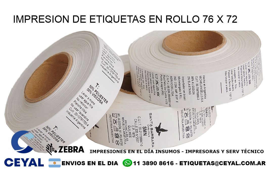 IMPRESION DE ETIQUETAS EN ROLLO 76 x 72