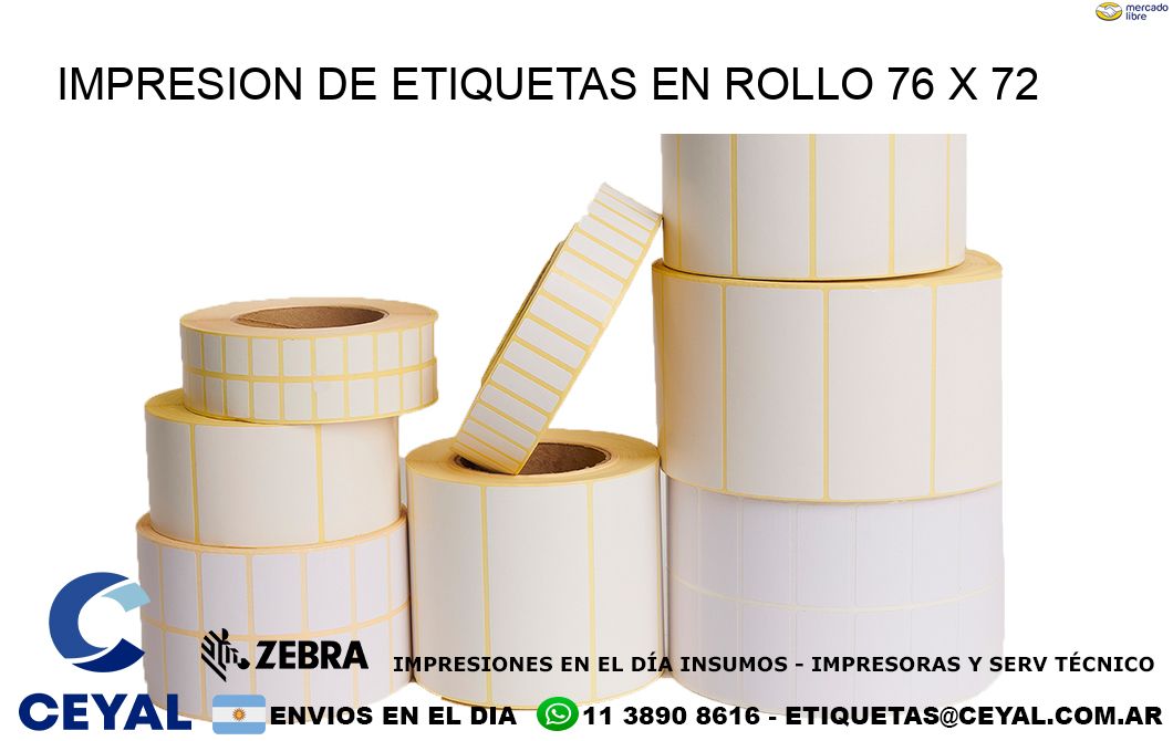 IMPRESION DE ETIQUETAS EN ROLLO 76 x 72