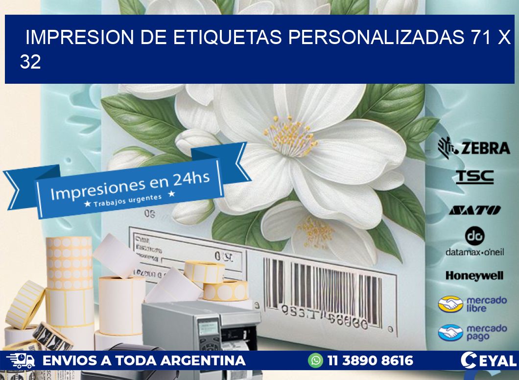 IMPRESION DE ETIQUETAS PERSONALIZADAS 71 x 32