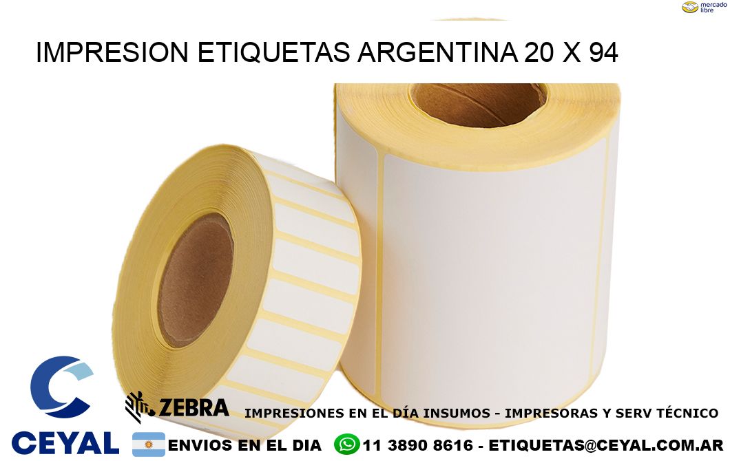 IMPRESION ETIQUETAS ARGENTINA 20 x 94