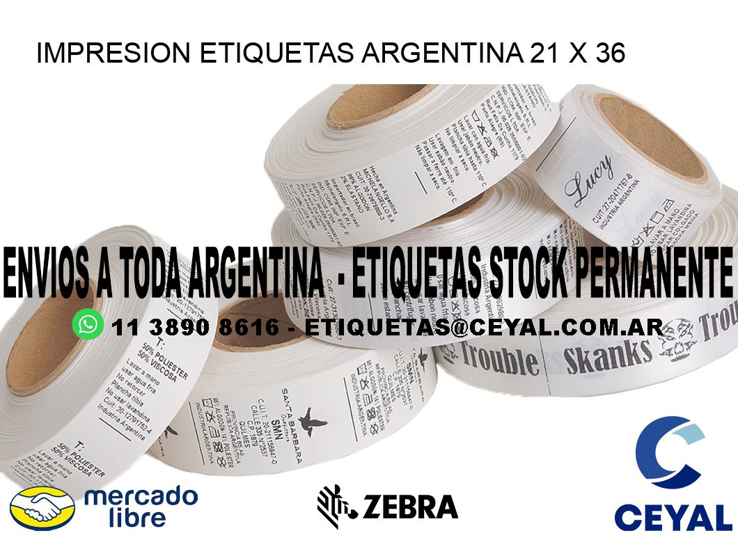 IMPRESION ETIQUETAS ARGENTINA 21 x 36