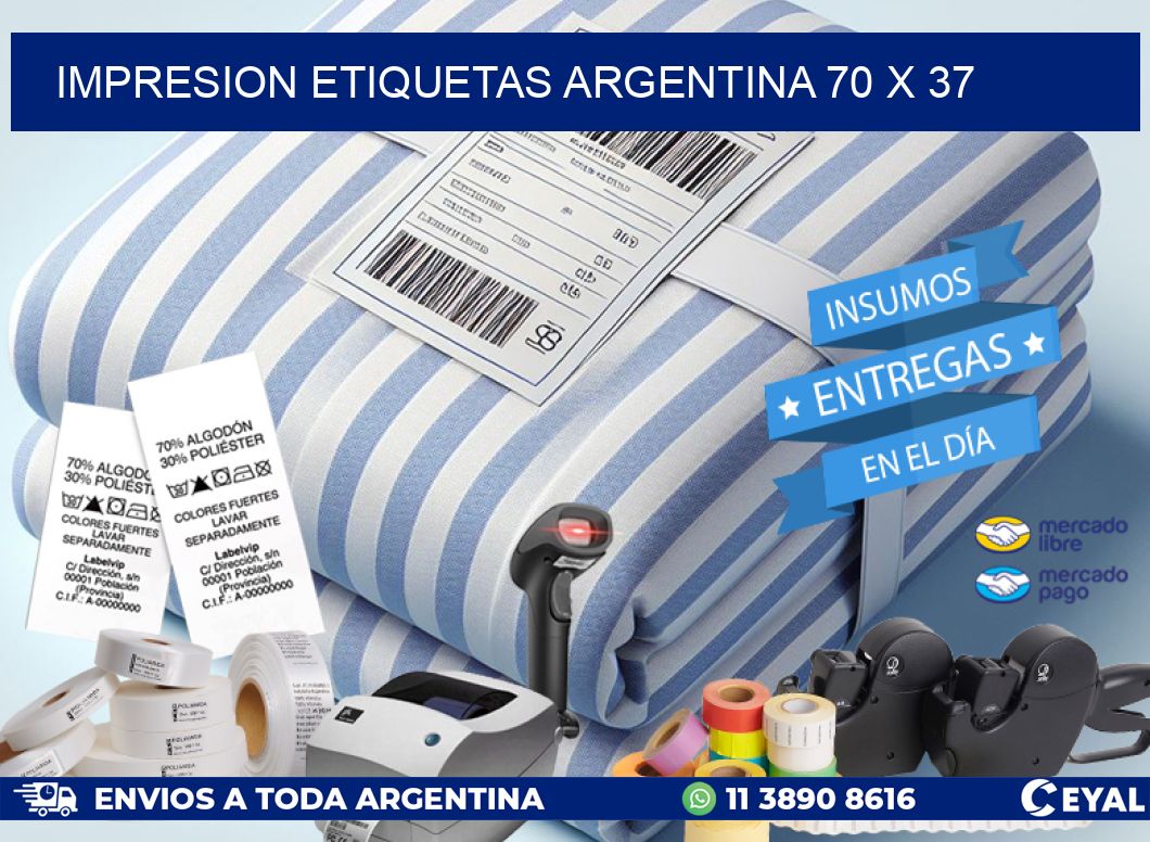 IMPRESION ETIQUETAS ARGENTINA 70 x 37