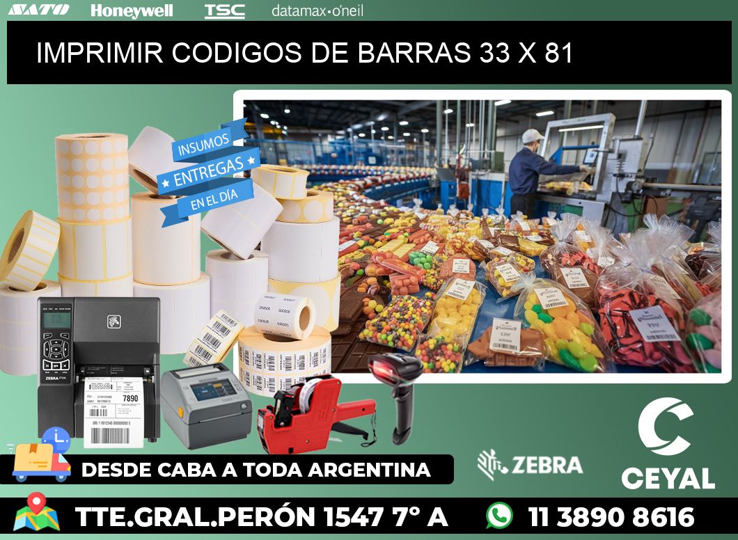 IMPRIMIR CODIGOS DE BARRAS 33 x 81