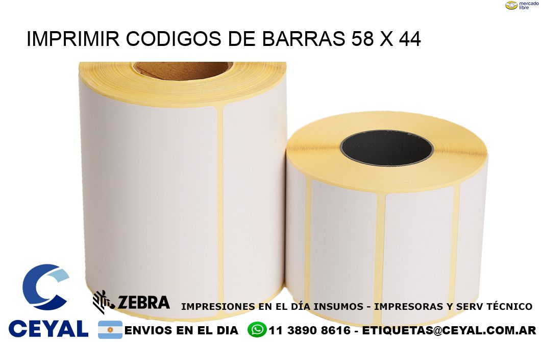 IMPRIMIR CODIGOS DE BARRAS 58 x 44