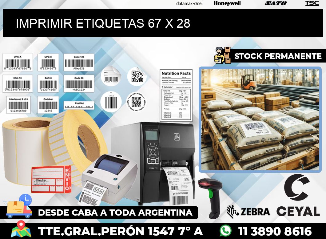 IMPRIMIR ETIQUETAS 67 x 28