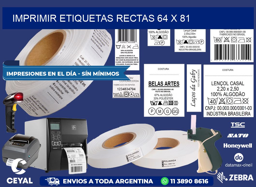 IMPRIMIR ETIQUETAS RECTAS 64 x 81