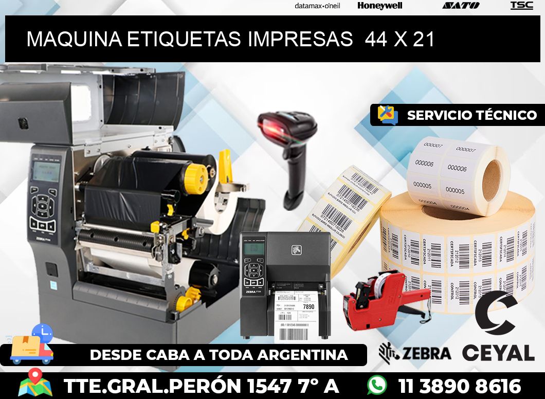 MAQUINA ETIQUETAS IMPRESAS  44 x 21